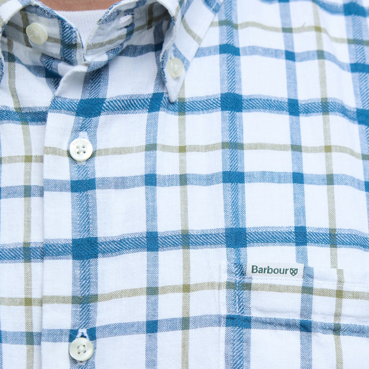 Barbour Glover Short Sleeved Linen Blend Regular Fit Shirt - Navy