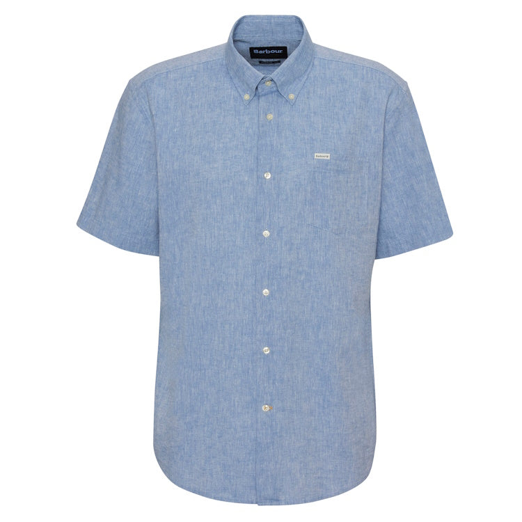 Barbour Nelson Short Sleeved Linen Blend Regular Fit Shirt - Blue