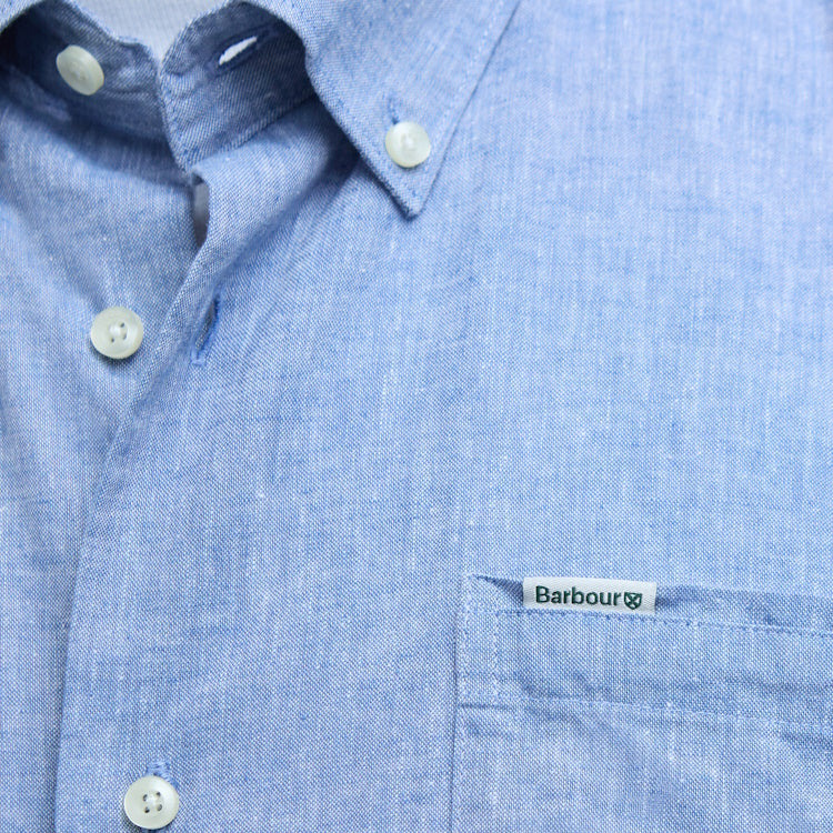 Barbour Nelson Short Sleeved Linen Blend Regular Fit Shirt - Blue