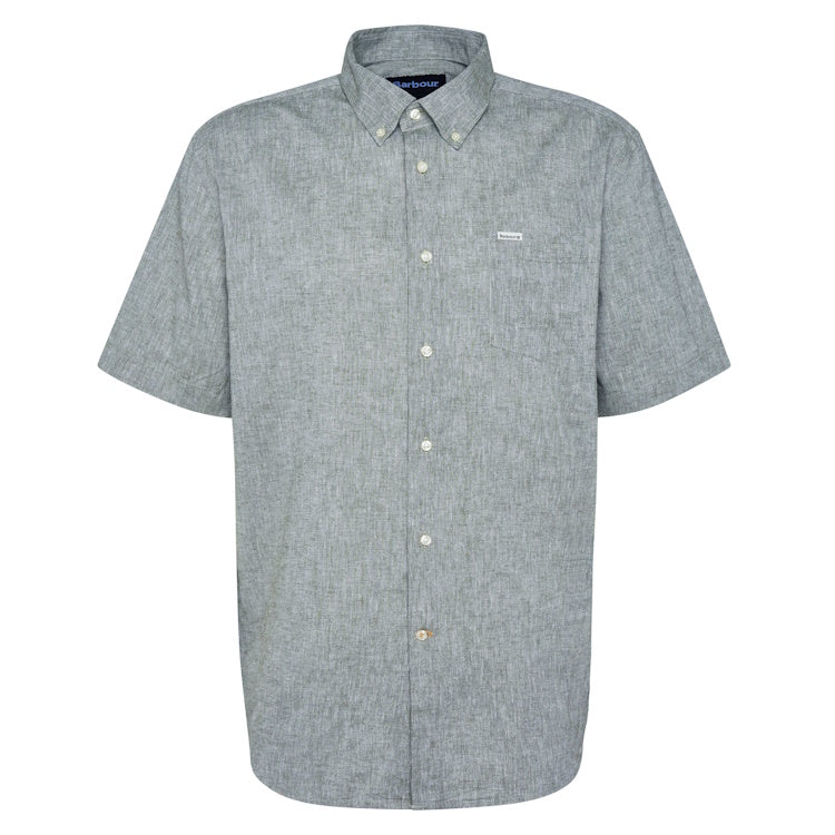 Barbour Nelson Short Sleeved Linen Blend Regular Fit Shirt - Olive