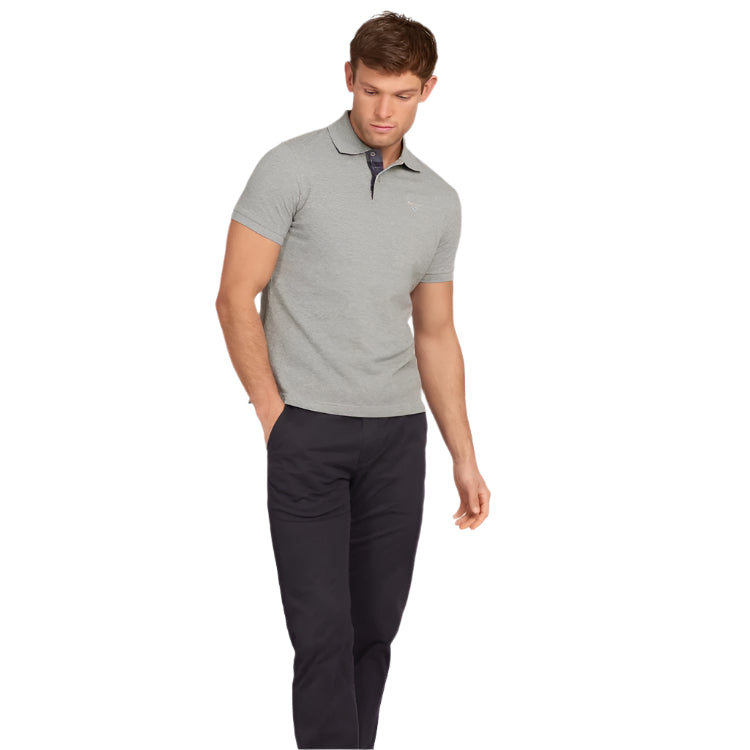 Barbour Tartan Pique Polo Shirt - Grey Marl