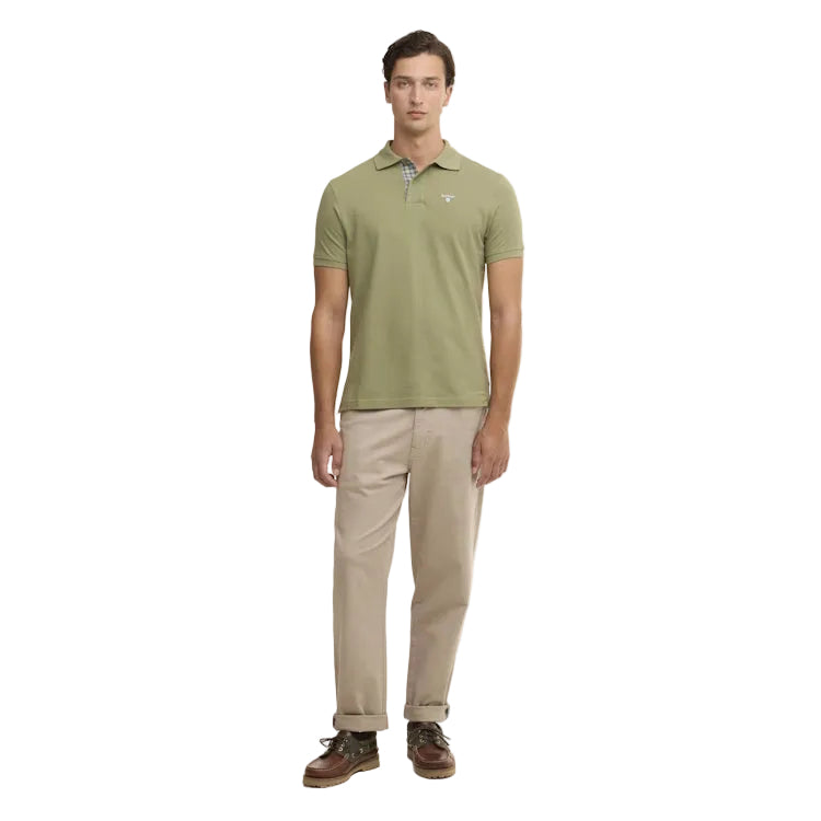 Barbour Tartan Pique Polo Shirt - Laurel Green