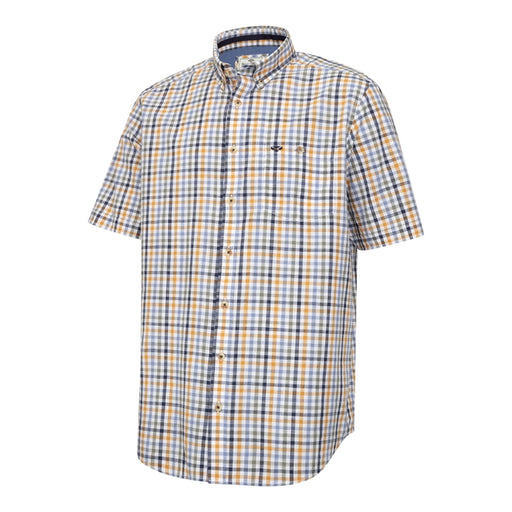 Hoggs of Fife Aberdour Short Sleeve Checked Shirt - Blue/Basil/Gold