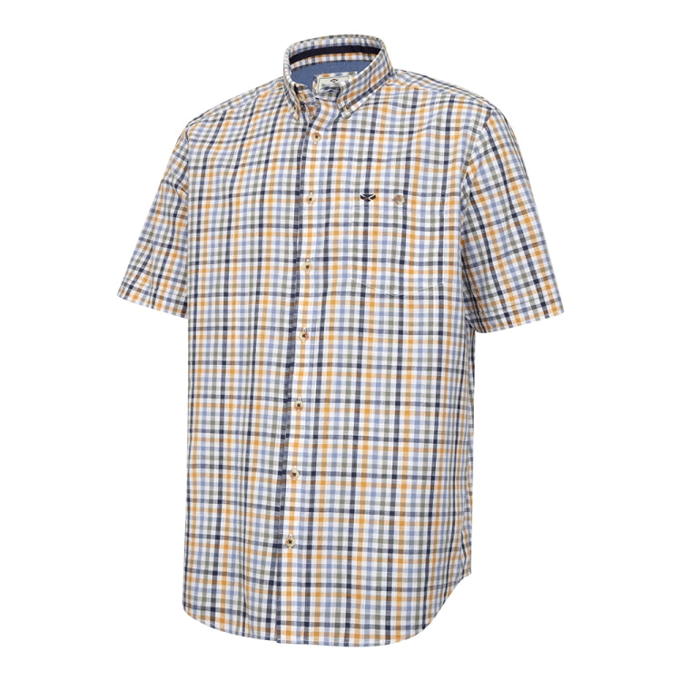 Hoggs of Fife Aberdour Short Sleeve Checked Shirt - Blue/Basil/Gold