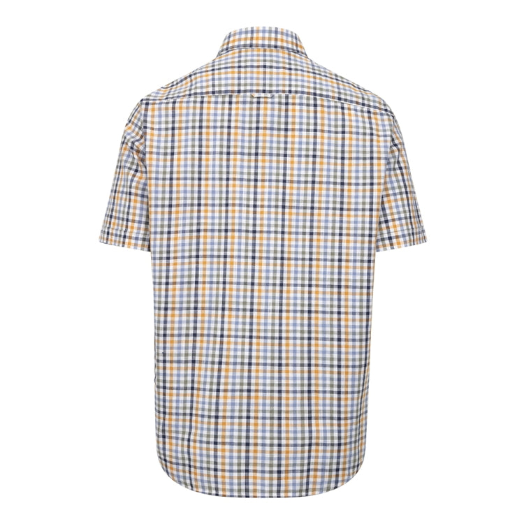 Hoggs of Fife Aberdour Short Sleeve Checked Shirt - Blue/Basil/Gold