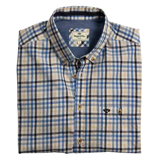 Hoggs of Fife Aberdour Short Sleeve Checked Shirt - Blue Corn