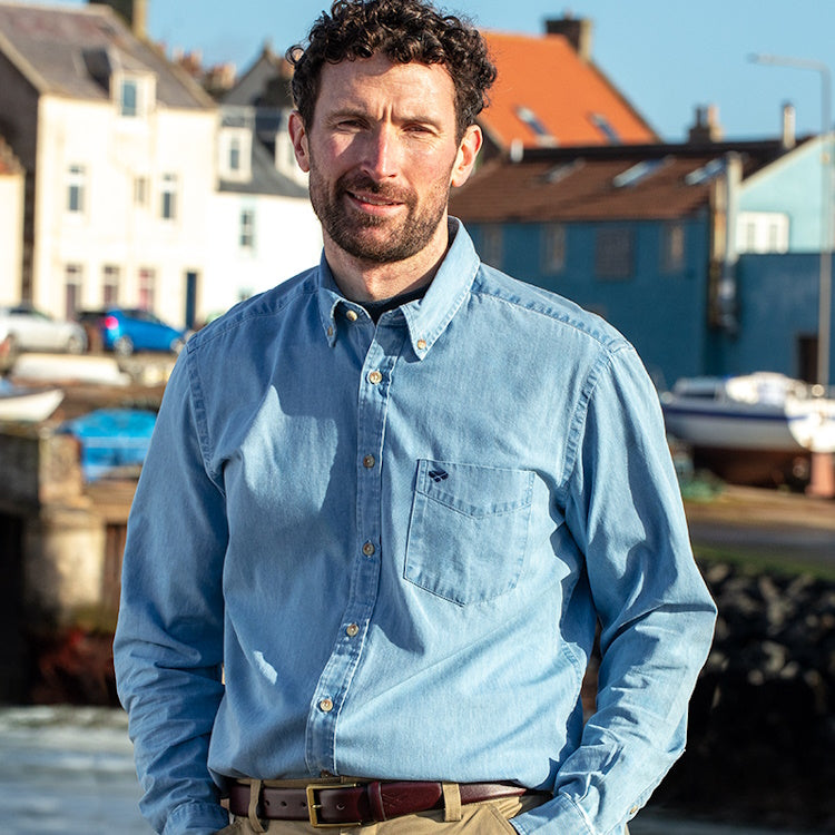 Hoggs of Fife Archerfield Denim Shirt - Light Blue