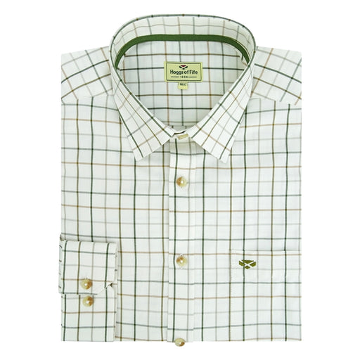 Hoggs of Fife Balmoral Luxury Tattersall Shirt - Green/Brown