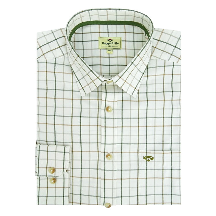 Hoggs of Fife Balmoral Luxury Tattersall Shirt - Green/Brown