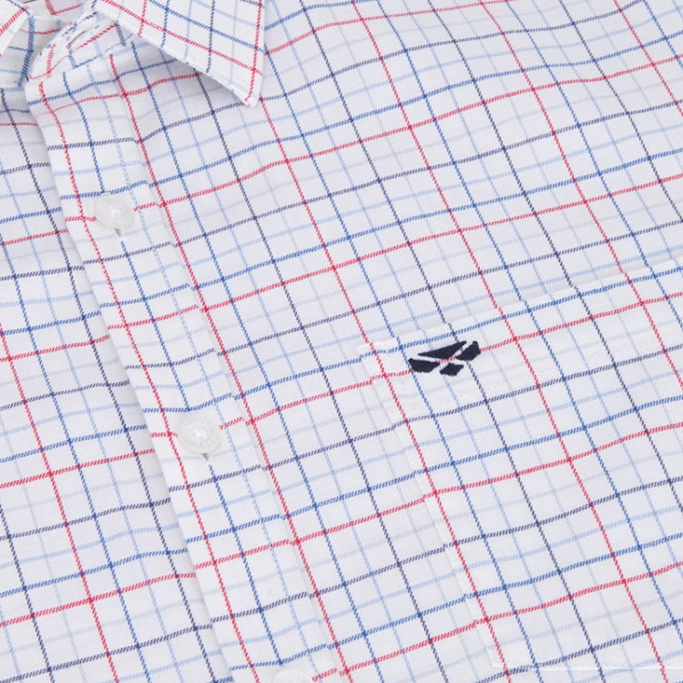 Hoggs of Fife Callum Short Sleeve Tattersall Shirt - Red/Sky