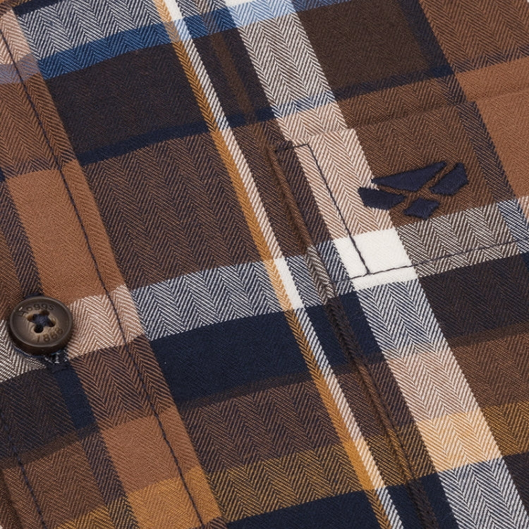 Hoggs Of Fife Arran Microfleece Lined 100% Cotton Shirt - Navy/Brown Check