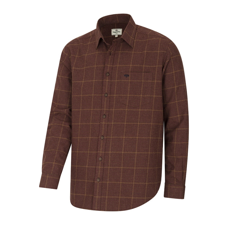 Hoggs Of Fife Harris Cotton/Wool Twill Check Shirt - Rust