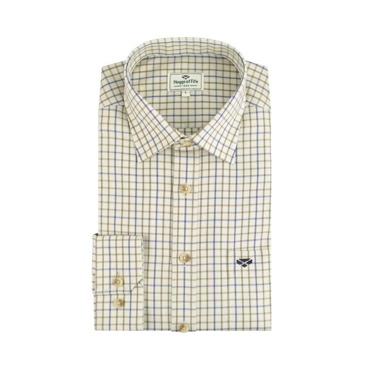 Hoggs of Fife Inverness Cotton Tattersall Shirt -  Navy/Olive