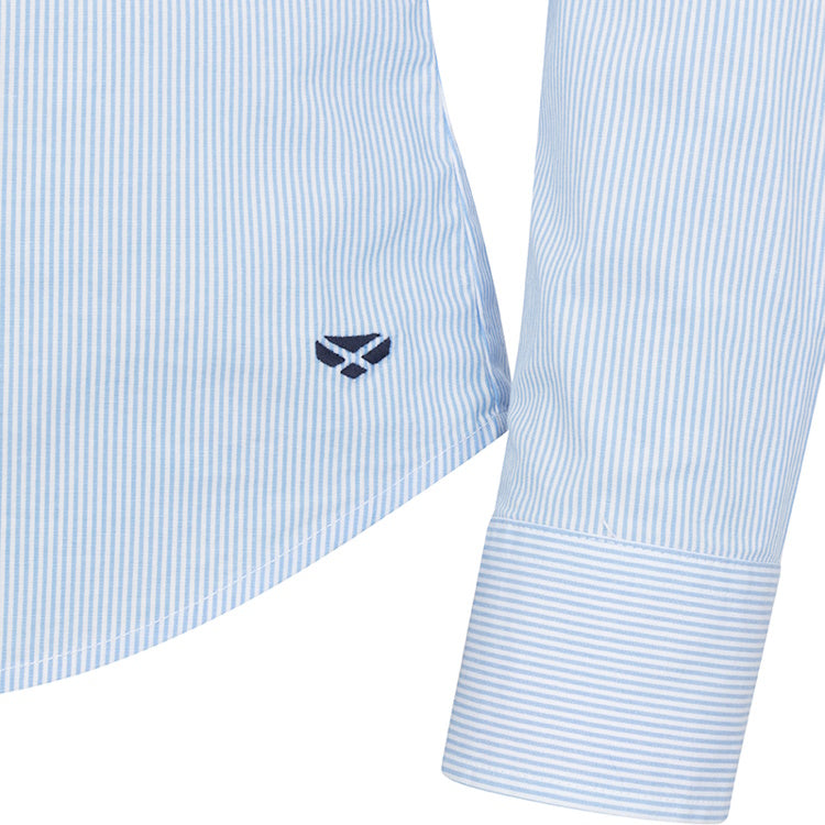 Hoggs of Fife Ladies Ingliston Stretch Stripe Shirt - Blue/White