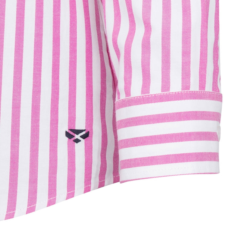 Hoggs of Fife Ladies Sophia Oversized Stripe Shirt - Berry