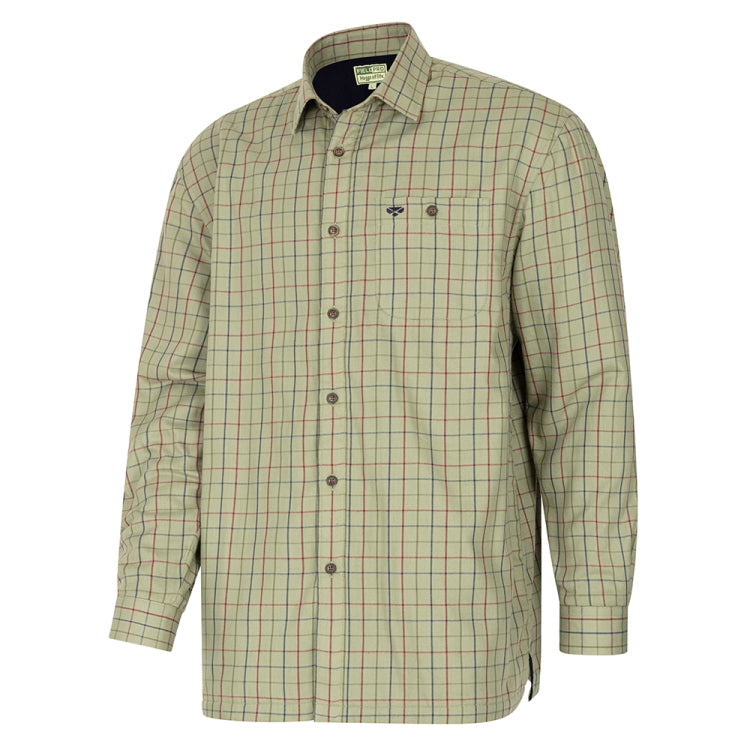 Hoggs Of Fife Boxwood Micro-Fleece Lined Shirt - Green Tattersall Check