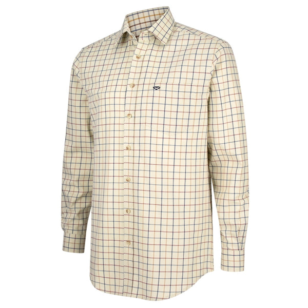 Hoggs Of Fife Ambassador Premier Tattersall Shirt - Ivory/Navy Check