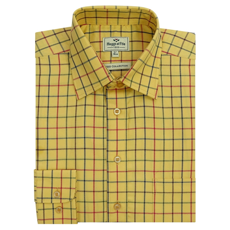 Hoggs Of Fife Governor Premier Tattersall Shirt - Gold Check