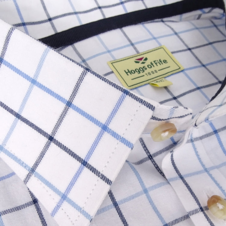 Hoggs Of Fife Viscount Premier Tattersall Shirt - White/Blue Check