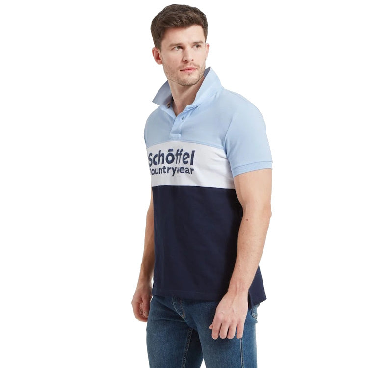Schoffel Mens Exeter Heritage Polo Shirt - Pale Blue
