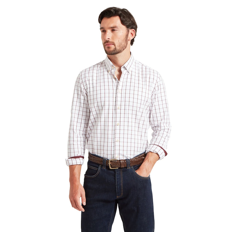 Schoffel Halesworth Tailored Shirt - Burgundy Check