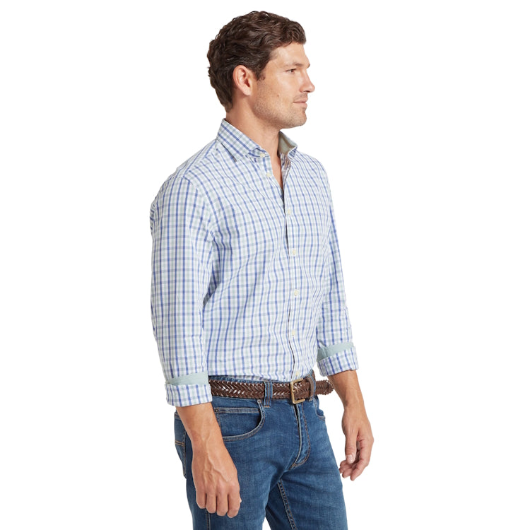 Schoffel Hebden Tailored Shirt - Mist Blue/Vintage Indigo Check