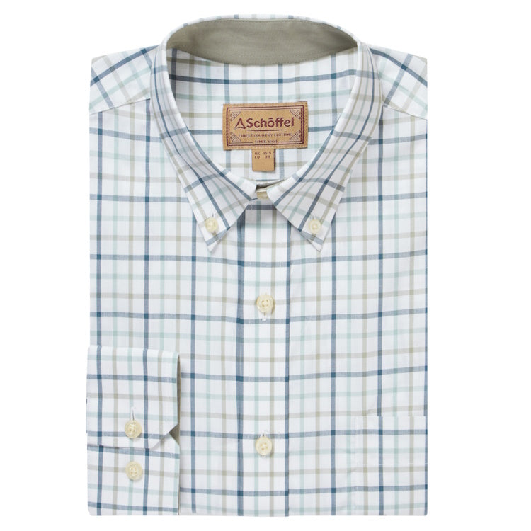Schoffel Holkham Classic Shirt - Deep Ocean Blue/Agave Green