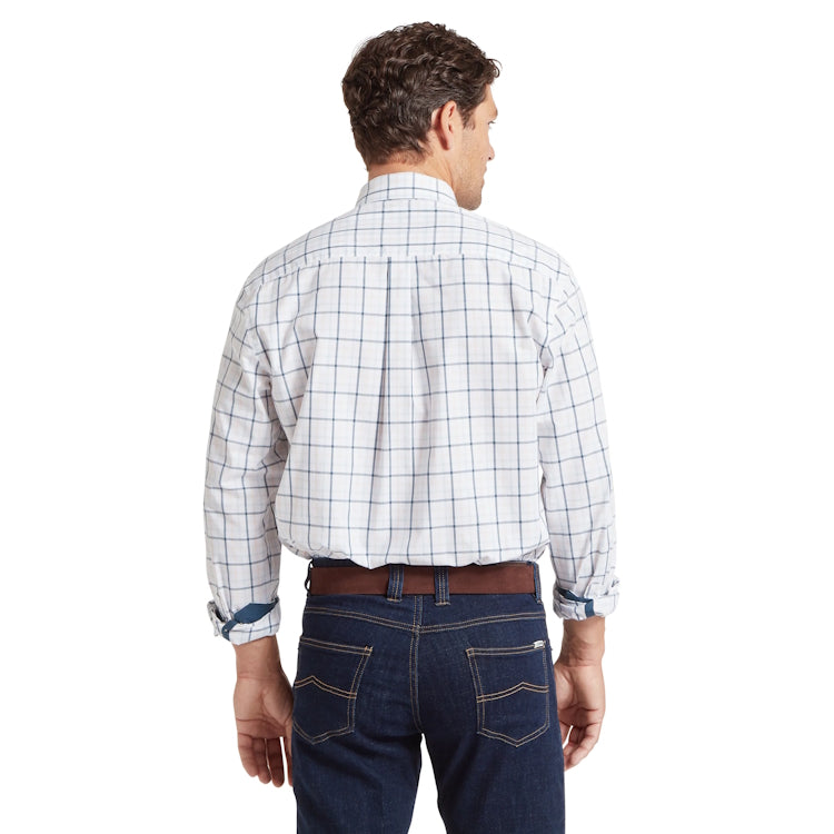 Schoffel Holkham Classic Shirt - Deep Ocean Blue/Coral Peach