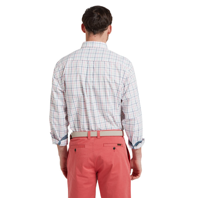 Schoffel Holkham Classic Shirt - Dark Pigeon Blue/Mauve Red