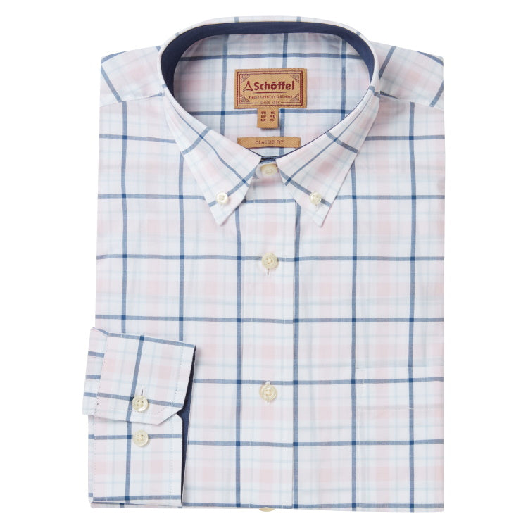 Schoffel Polstead Classic Shirt - French Navy/Pale Blue/Pale Pink