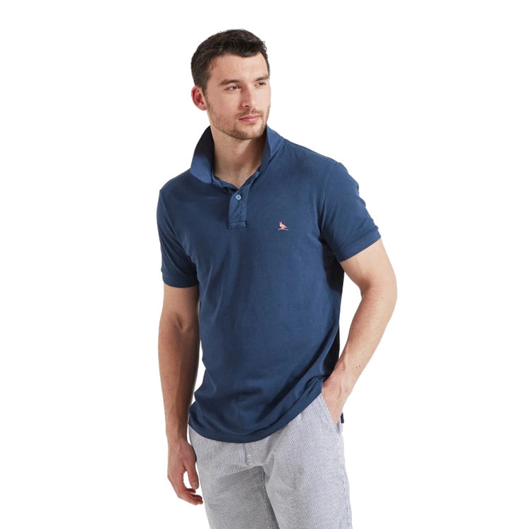 Schoffel St Ives Garment Dyed Polo Shirt - French Navy | John Norris