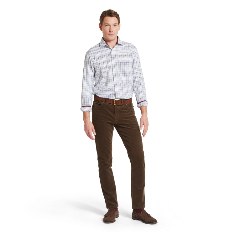 Schoffel Milton Tailored Shirt - Port/Lake Blue Check