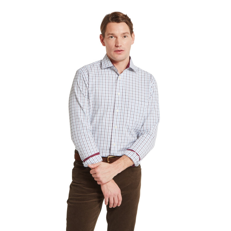 Schoffel Milton Tailored Shirt - Port/Lake Blue Check