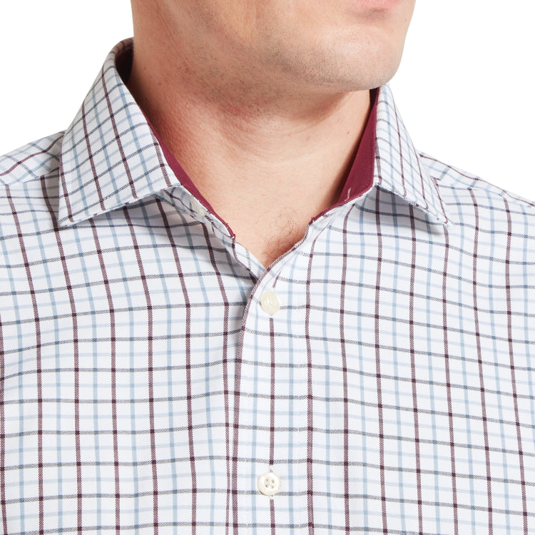 Schoffel Milton Tailored Shirt - Port/Lake Blue Check