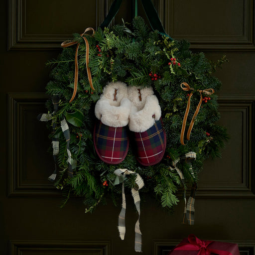 Barbour Ladies Claudia Tartan Mule Slipper - Winterberry Tartan