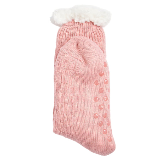 Barbour Ladies Cable Knit Lounge Socks - Dusty Pink