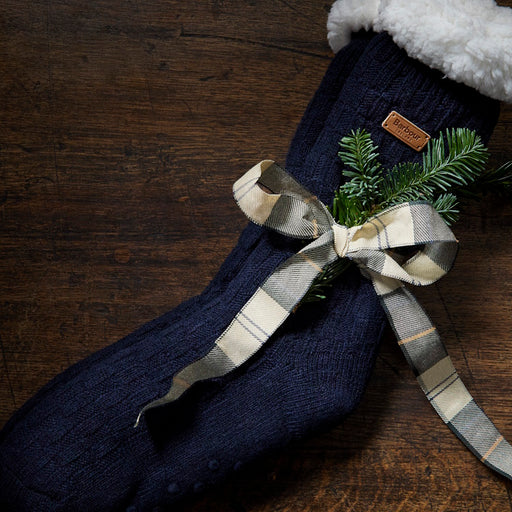 Barbour Ladies Cable Knit Lounge Socks - Navy