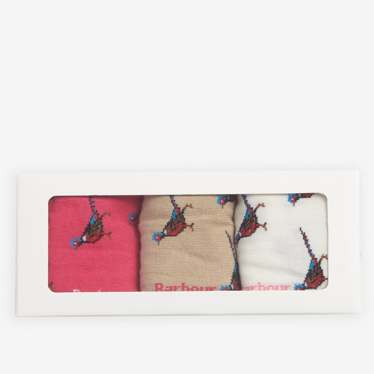 Barbour Ladies Pheasant Sock Gift Set - Pink Dahlia