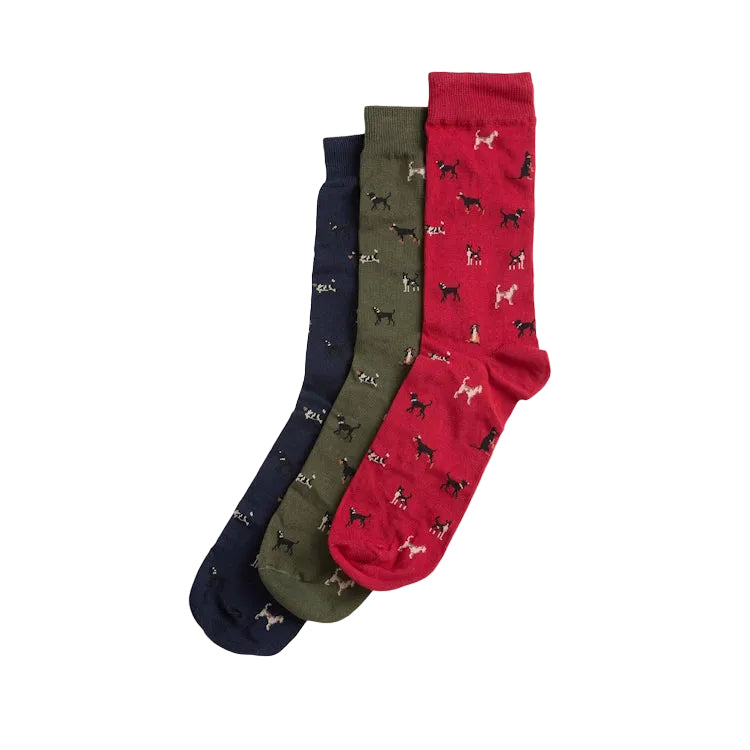 Barbour Dog Socks Gift Box - Navy/Red/Green