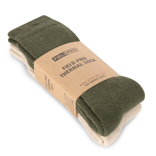 Hoggs of Fife Field Pro Thermal Socks Twin Pack - Olive/Oatmeal
