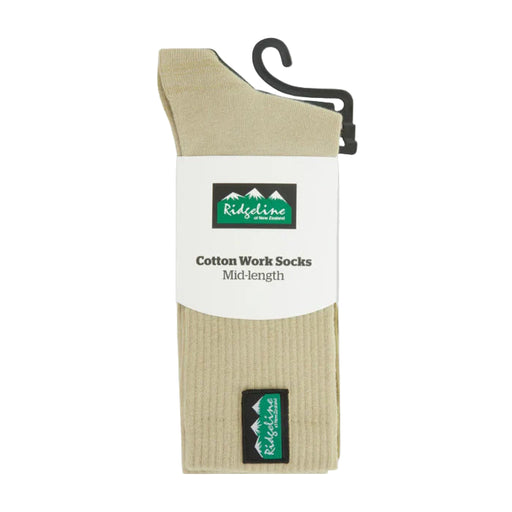 Ridgeline Mid Length Cotton Light Work Socks - Unisex - Olive Multi