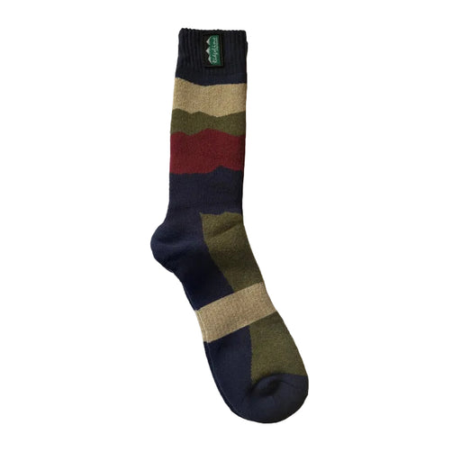 Ridgeline Mid Length Merino Wool Socks - Navy Stripes