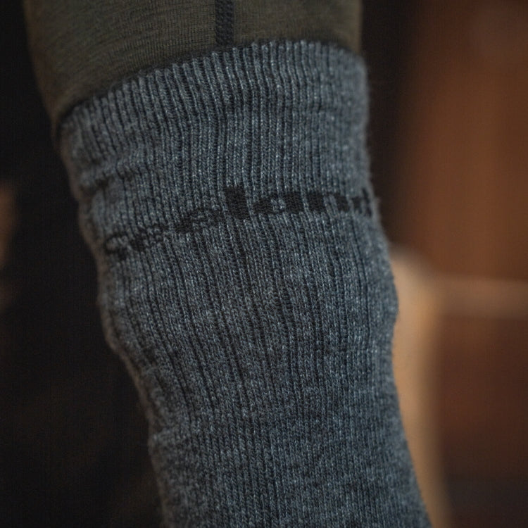 Seeland Field Heavy Merino Socks - Grey Melange/Black