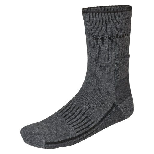 Seeland Field Heavy Merino Socks - Grey Melange/Black