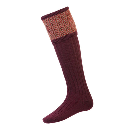 House of Cheviot Herringbone Stockings - Mulberry