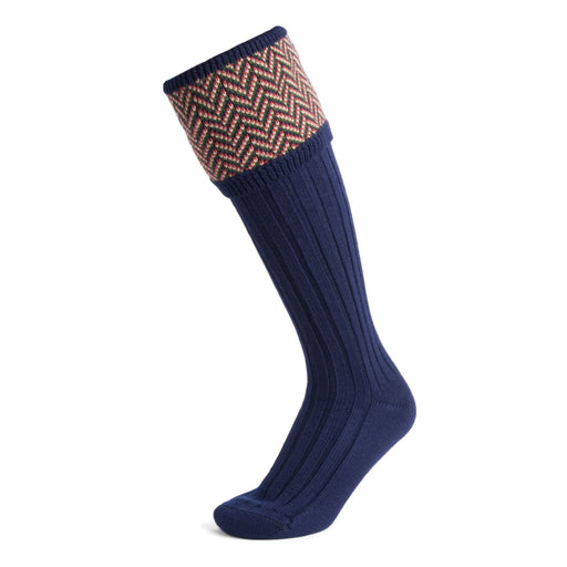 House of Cheviot Herringbone Stockings - Navy
