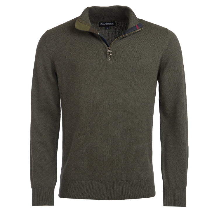 Barbour Cotton Half Zip Sweater - Olive Marl