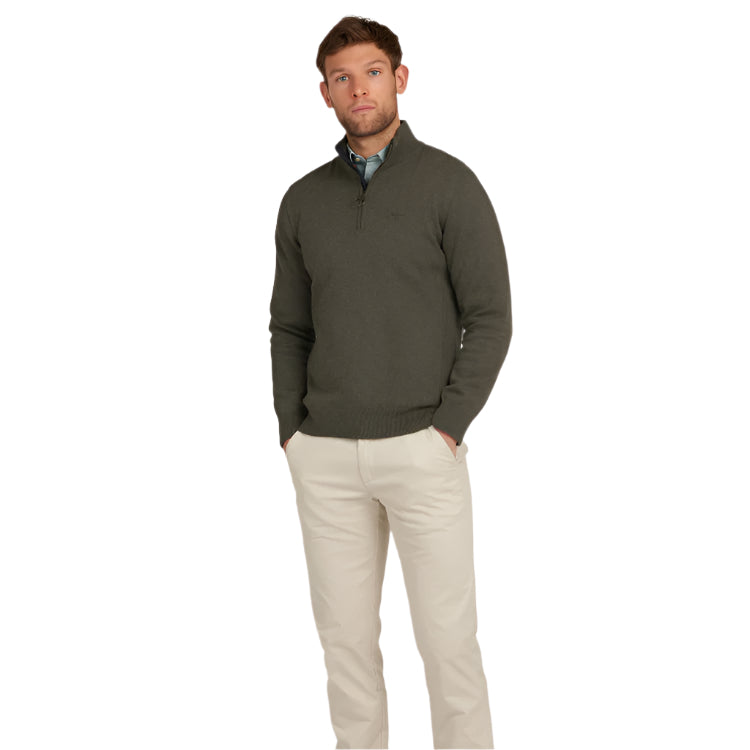 Barbour Cotton Half Zip Sweater - Olive Marl