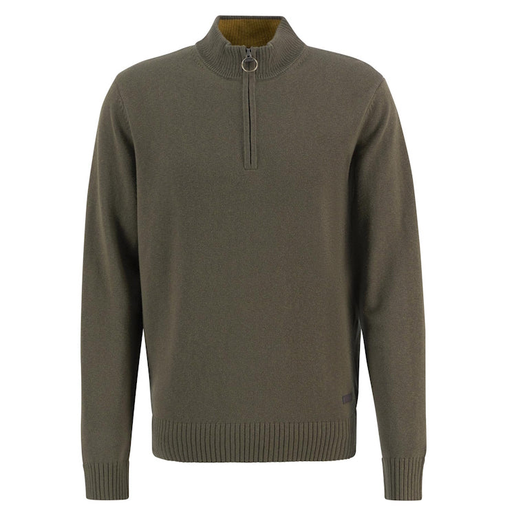 Barbour Kelson Quarter Zip Knitted Jumper - Olive
