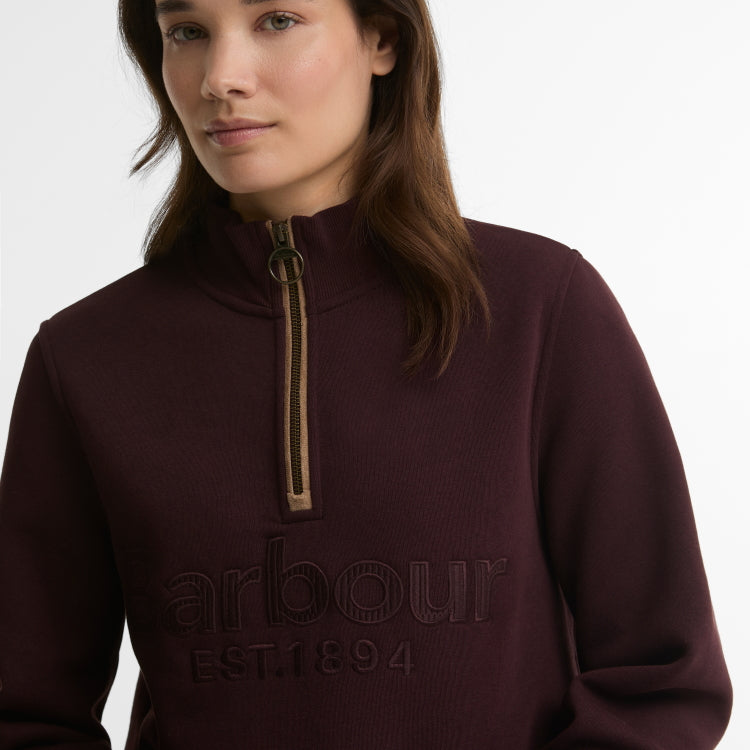 Barbour Ladies Cynthia Half Zip Sweatshirt - Fig